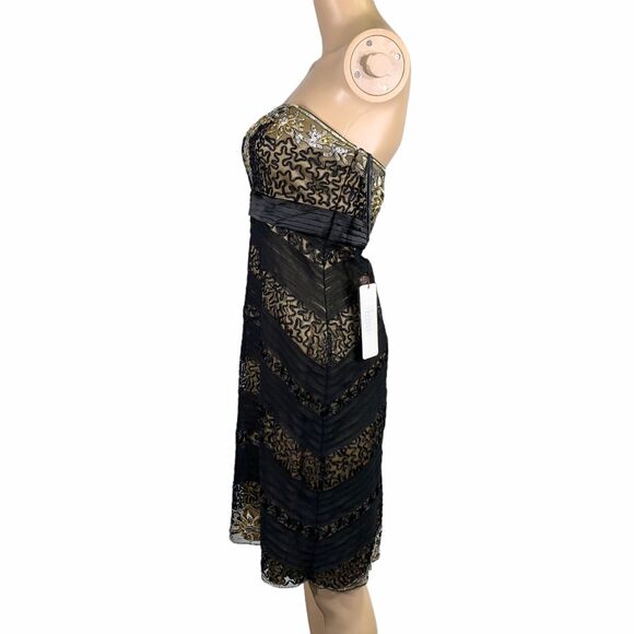 Sue Wong Womens Cocktail Dress Sheath Strapless Chevron Beaded Sequin Size 6 - Picture 7 of 16